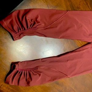 Lululemon leggings. Deep red or burgundy. Size 8